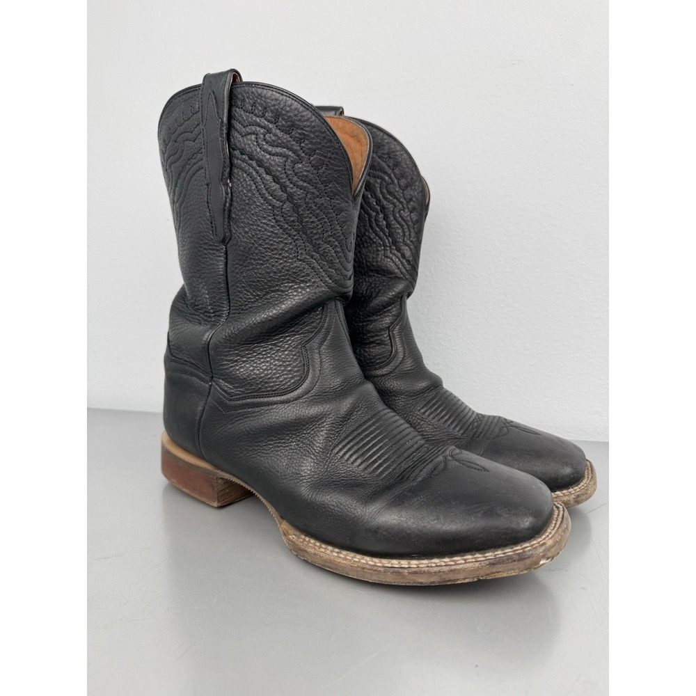 Dan Post Black Western Cowboy Boots with Brown Soles